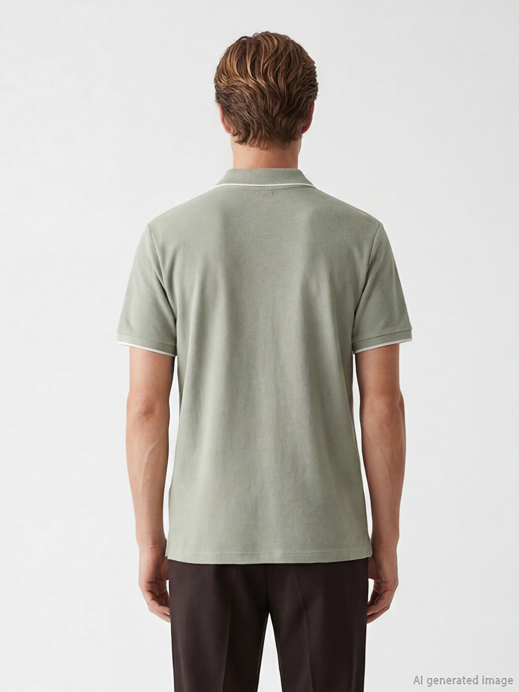 Yeşil Polo Yaka Erkek Tişört-3