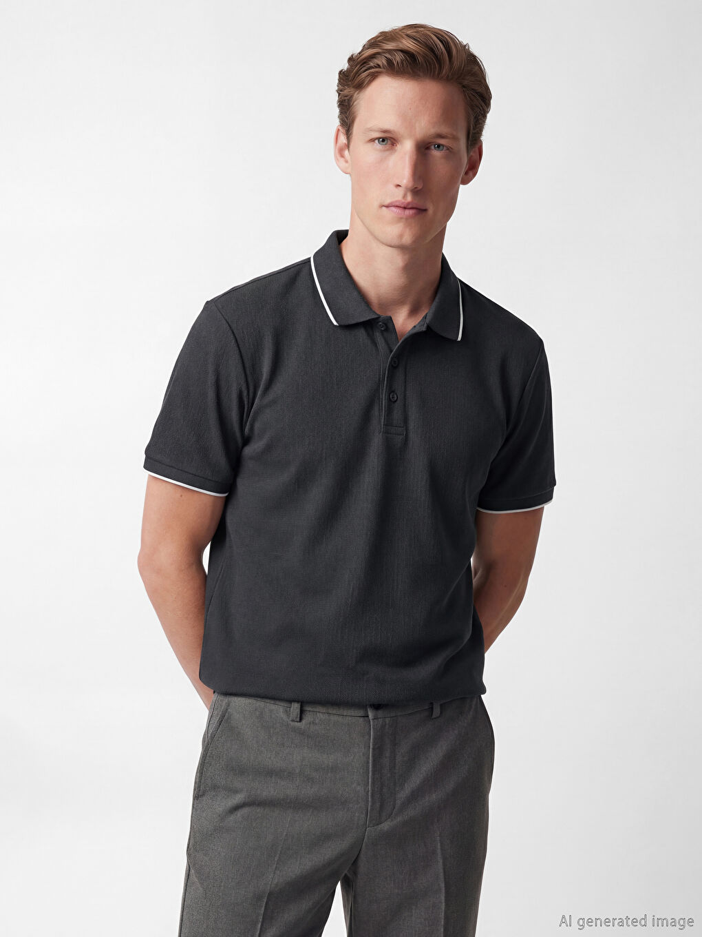 Antrasit Polo Yaka Erkek Tişört