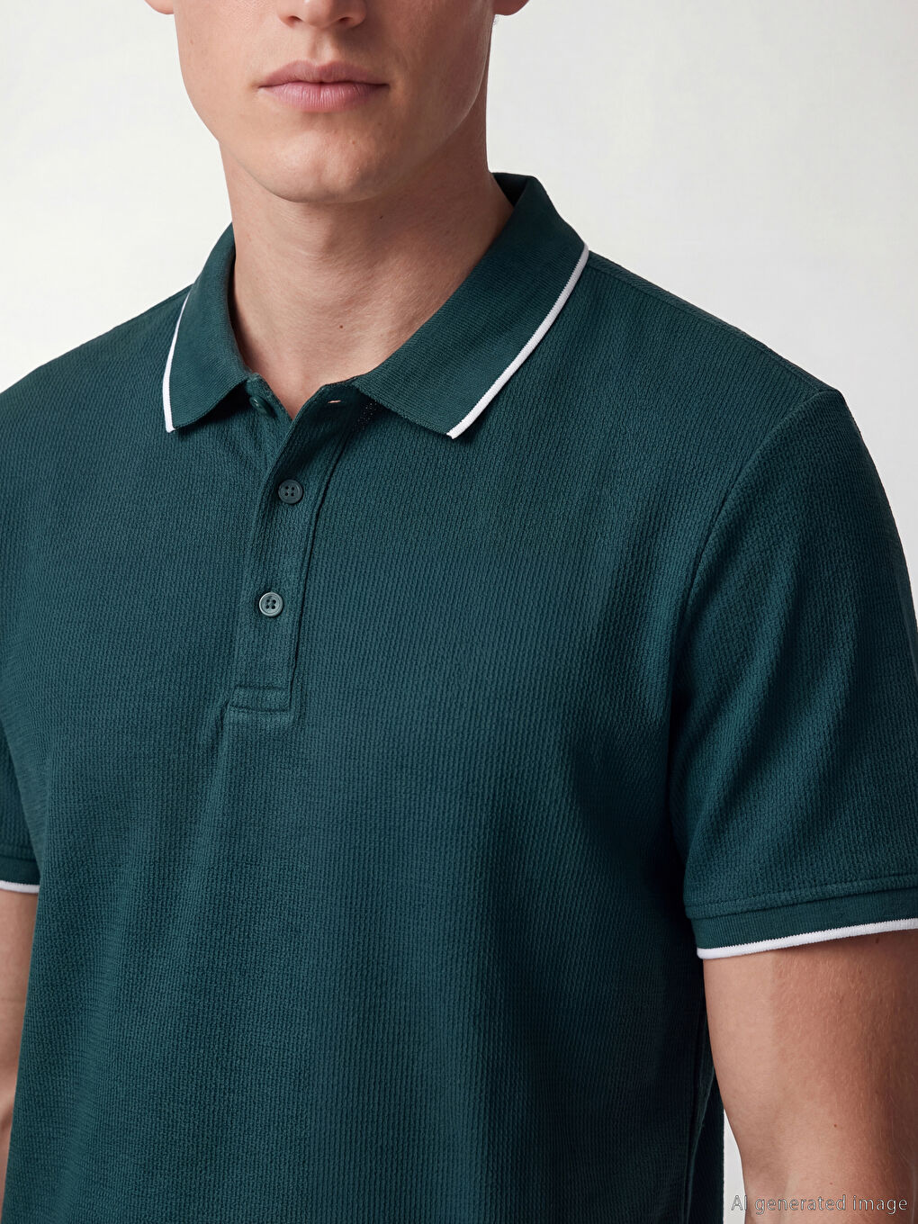 Yeşil Polo Yaka Erkek Tişört-2