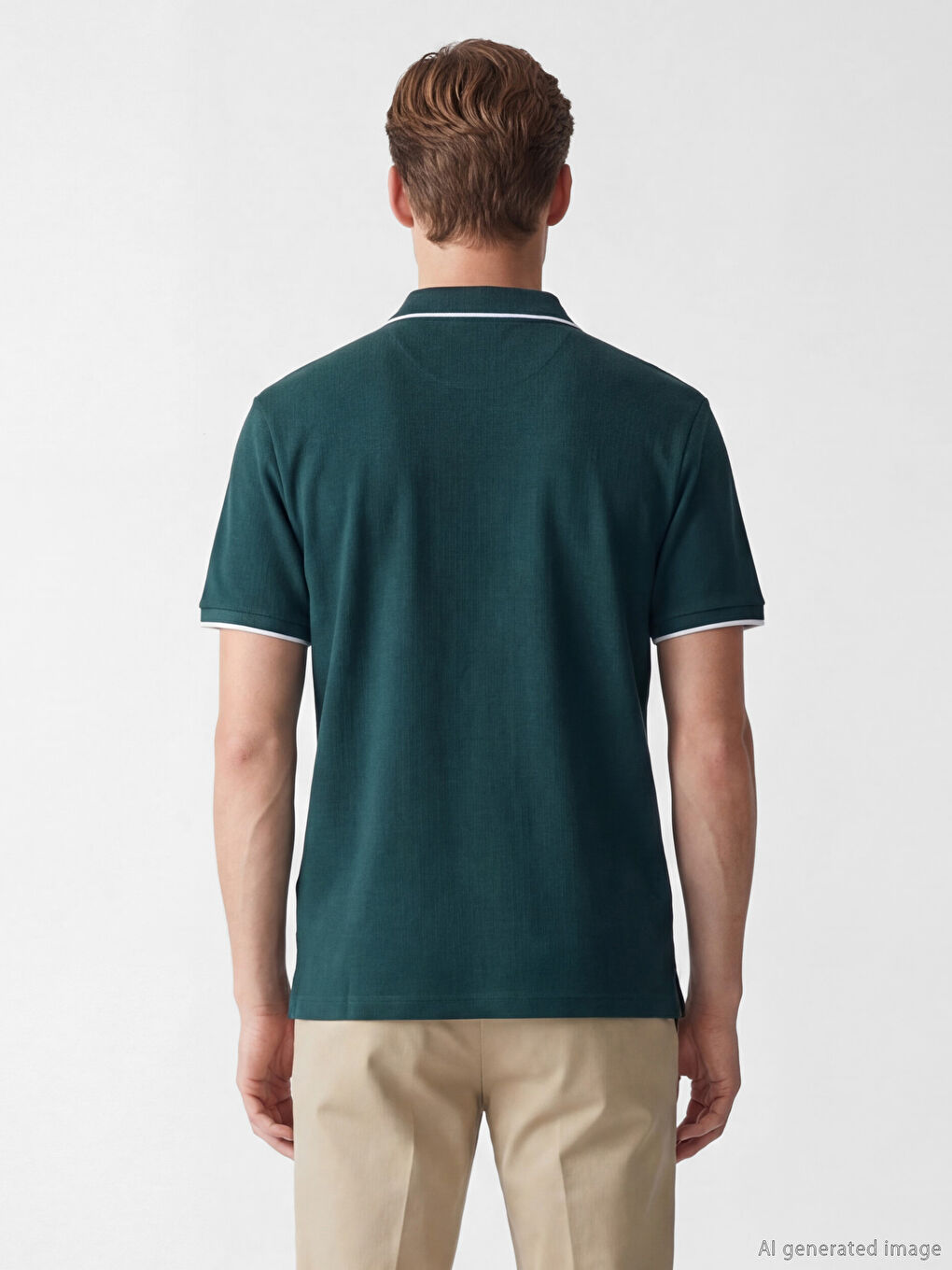 Yeşil Polo Yaka Erkek Tişört-3