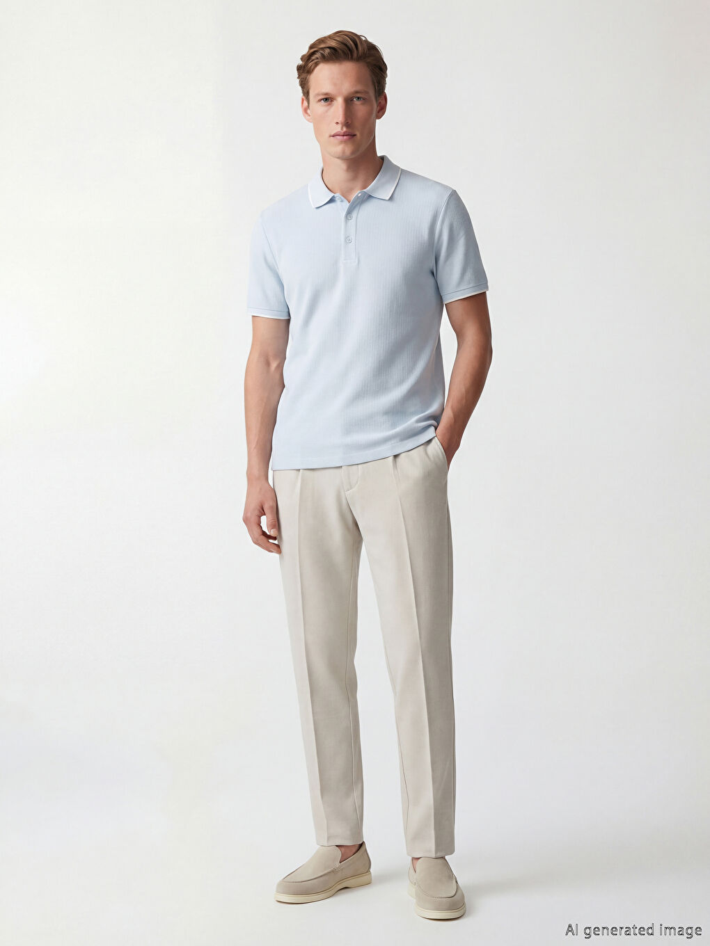 Mavi Polo Yaka Erkek Tişört-1