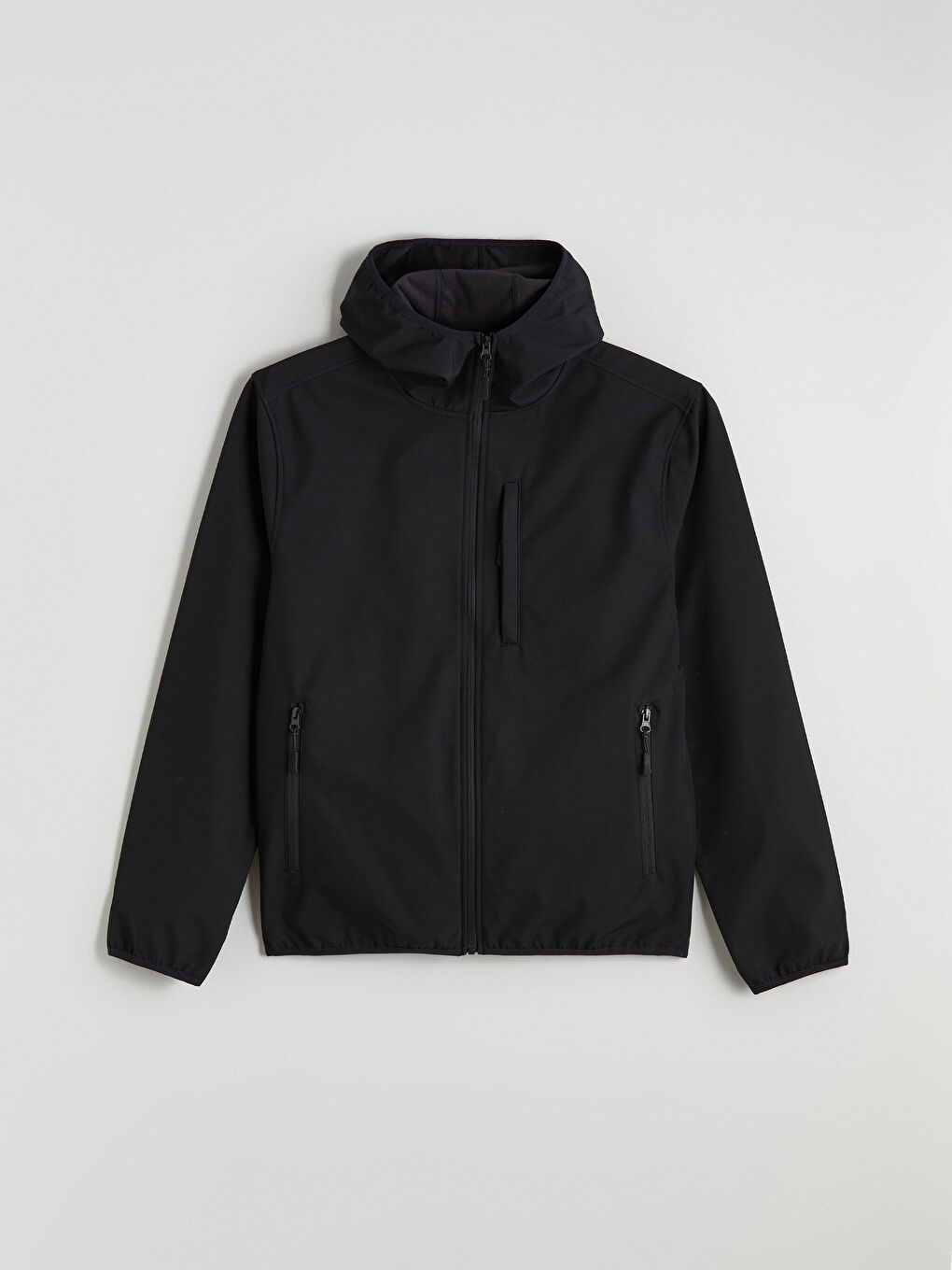 Siyah Standart Kalıp Kapüşonlu Erkek Mont-5