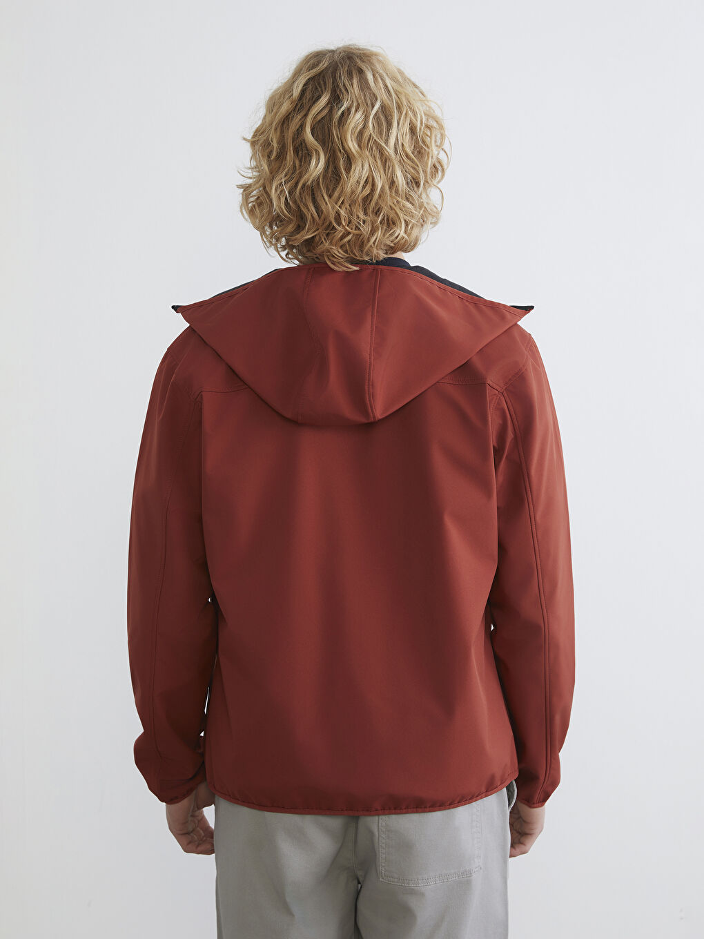 Turuncu Standart Kalıp Kapüşonlu Erkek Mont-4