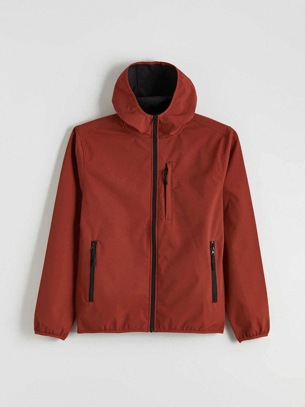 Turuncu Standart Kalıp Kapüşonlu Erkek Mont-5