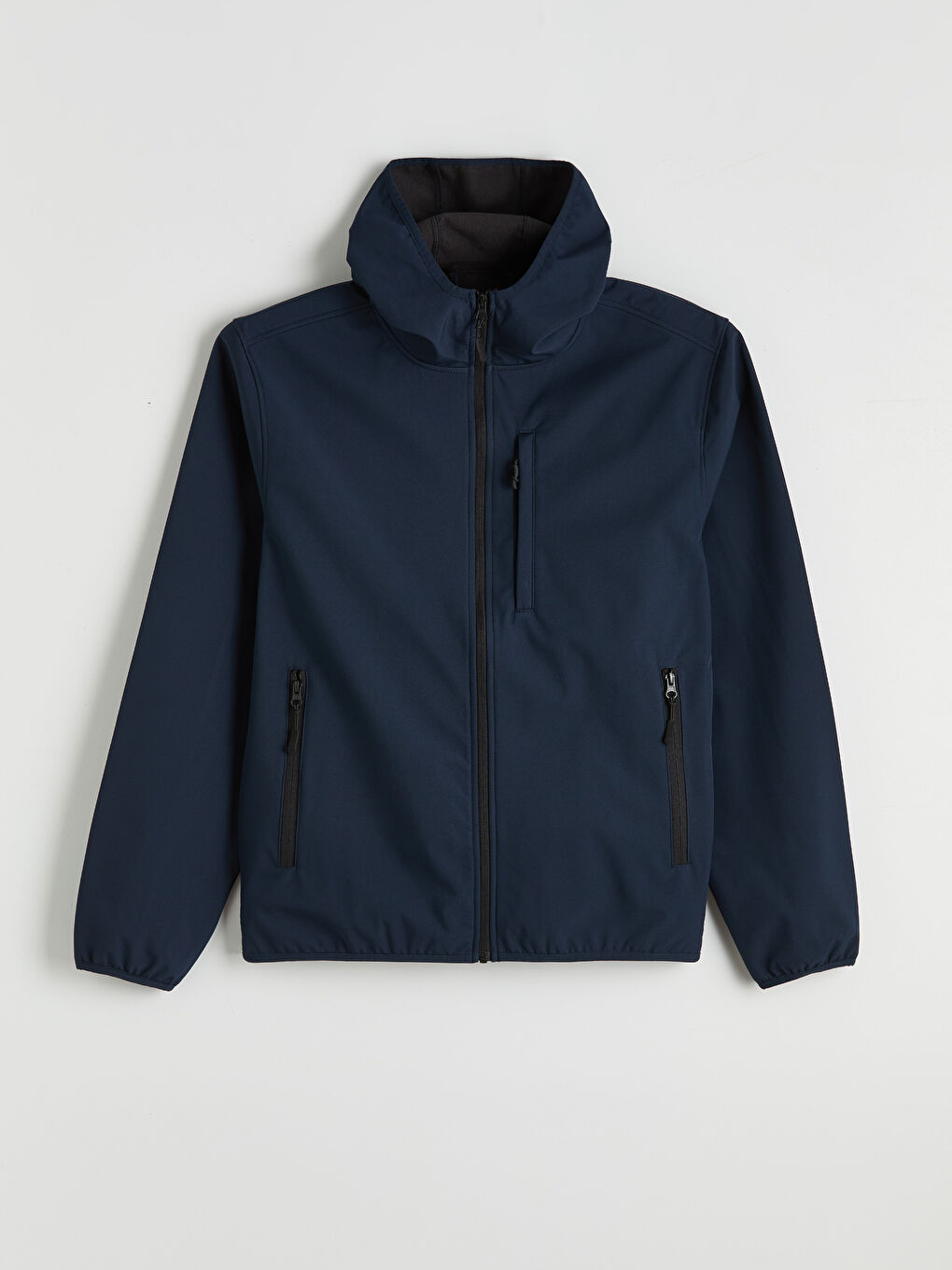 Lacivert Standart Kalıp Kapüşonlu Erkek Mont-5