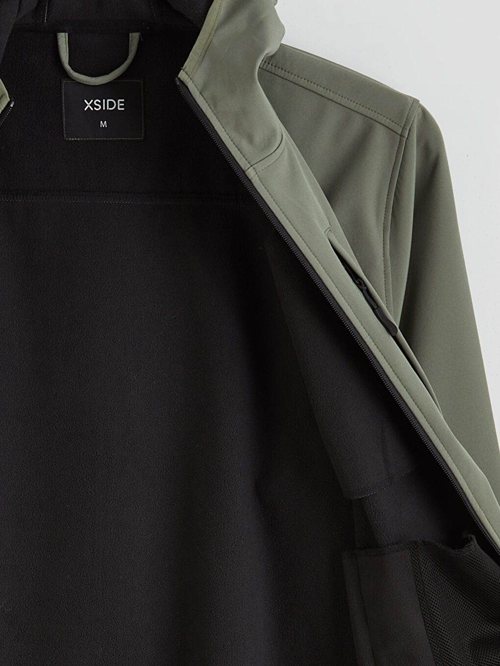 Haki Standart Kalıp Kapüşonlu Erkek Mont-5