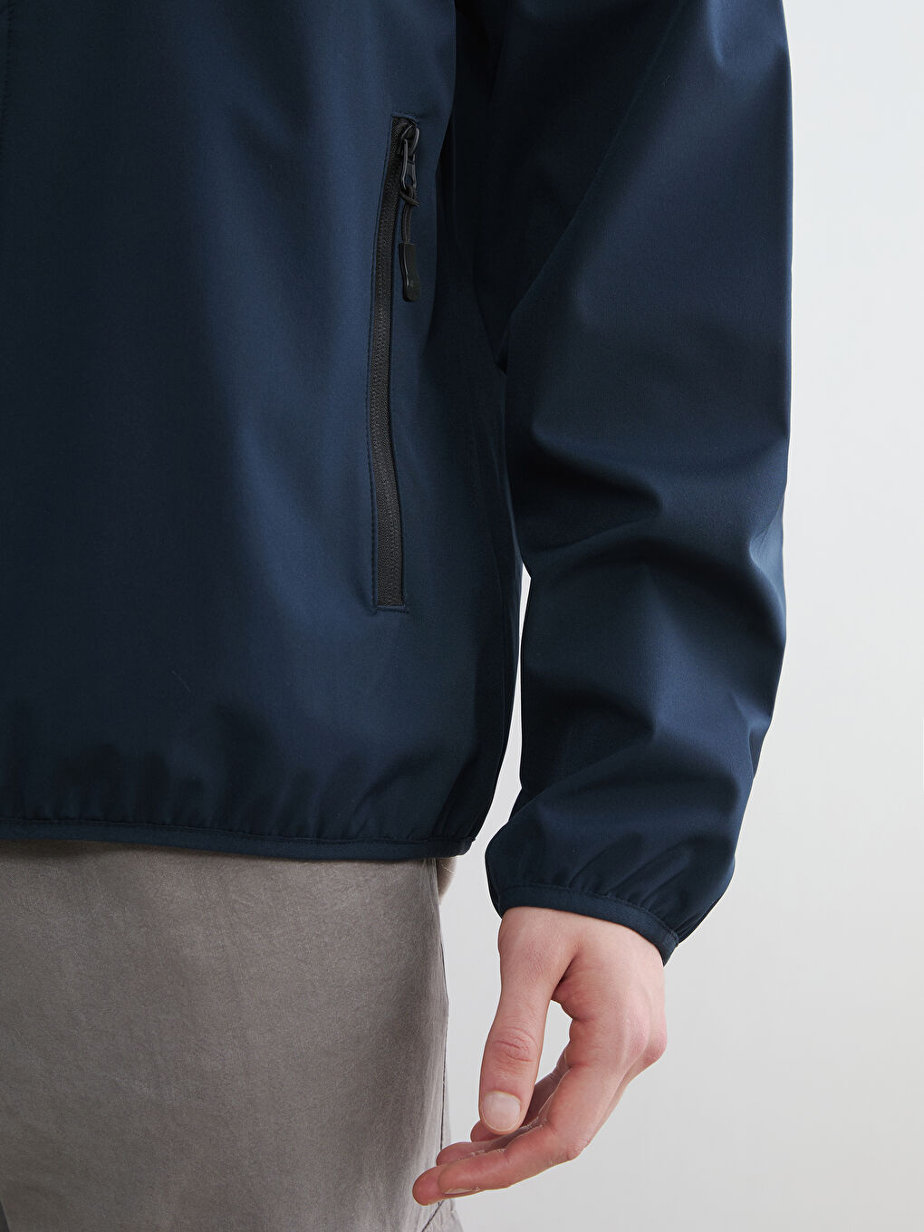 Lacivert Standart Kalıp Kapüşonlu Erkek Mont-3