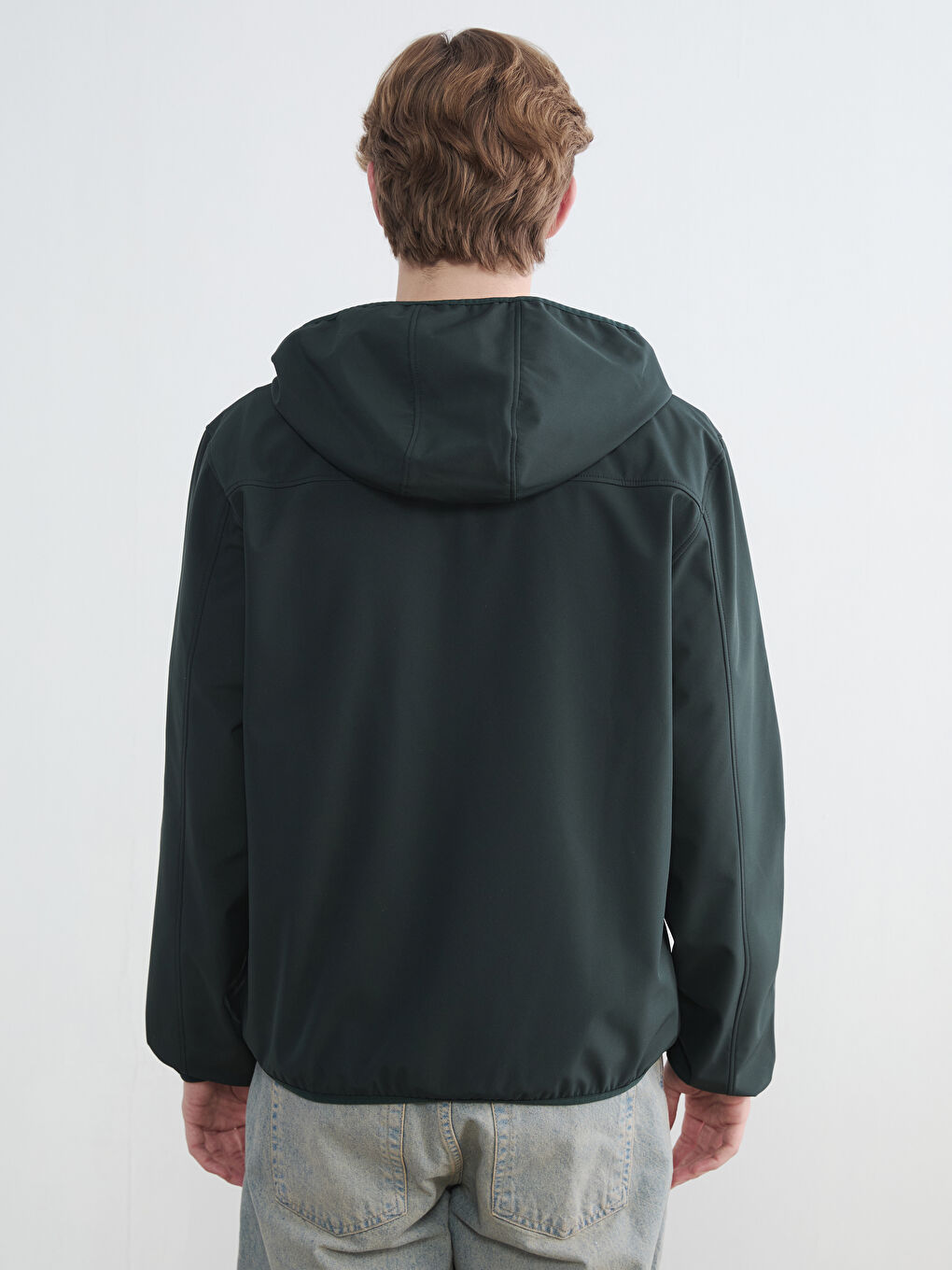 Yeşil Standart Kalıp Kapüşonlu Erkek Mont-4