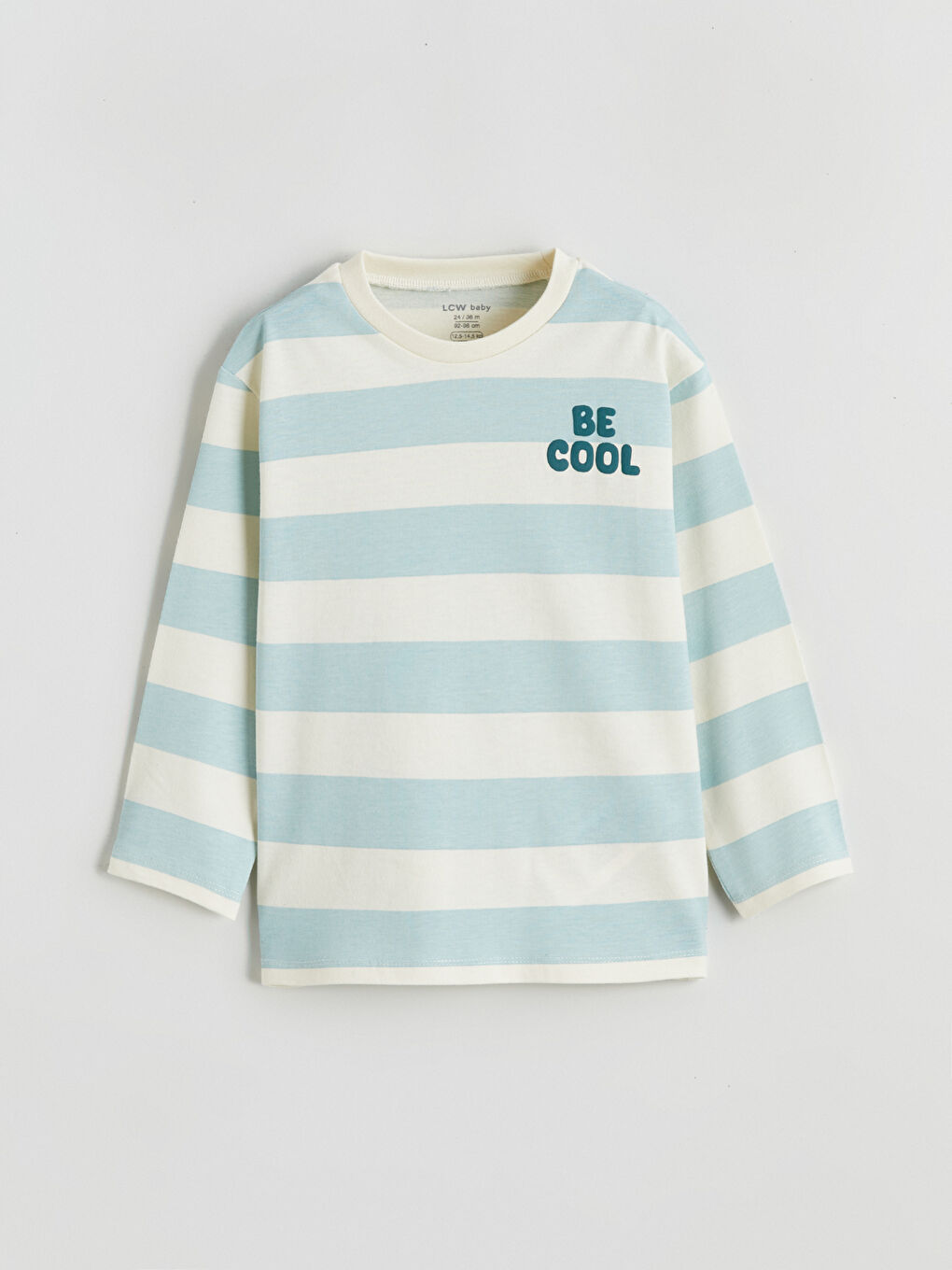 Ekru Bisiklet Yaka Baskılı Erkek Bebek Tişört