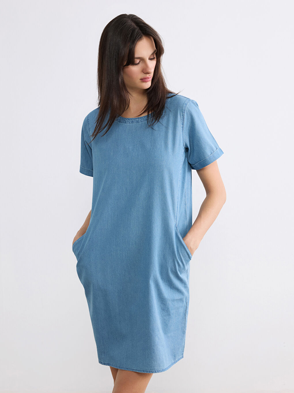 PLAVA Teksas haljina Žena-1