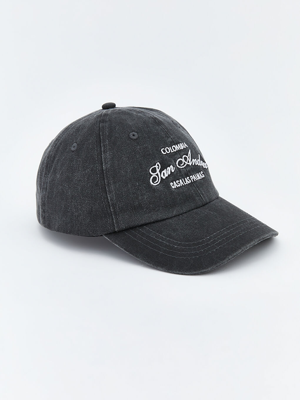 Antrasit Yazı Nakışlı Erkek Kep Şapka -1