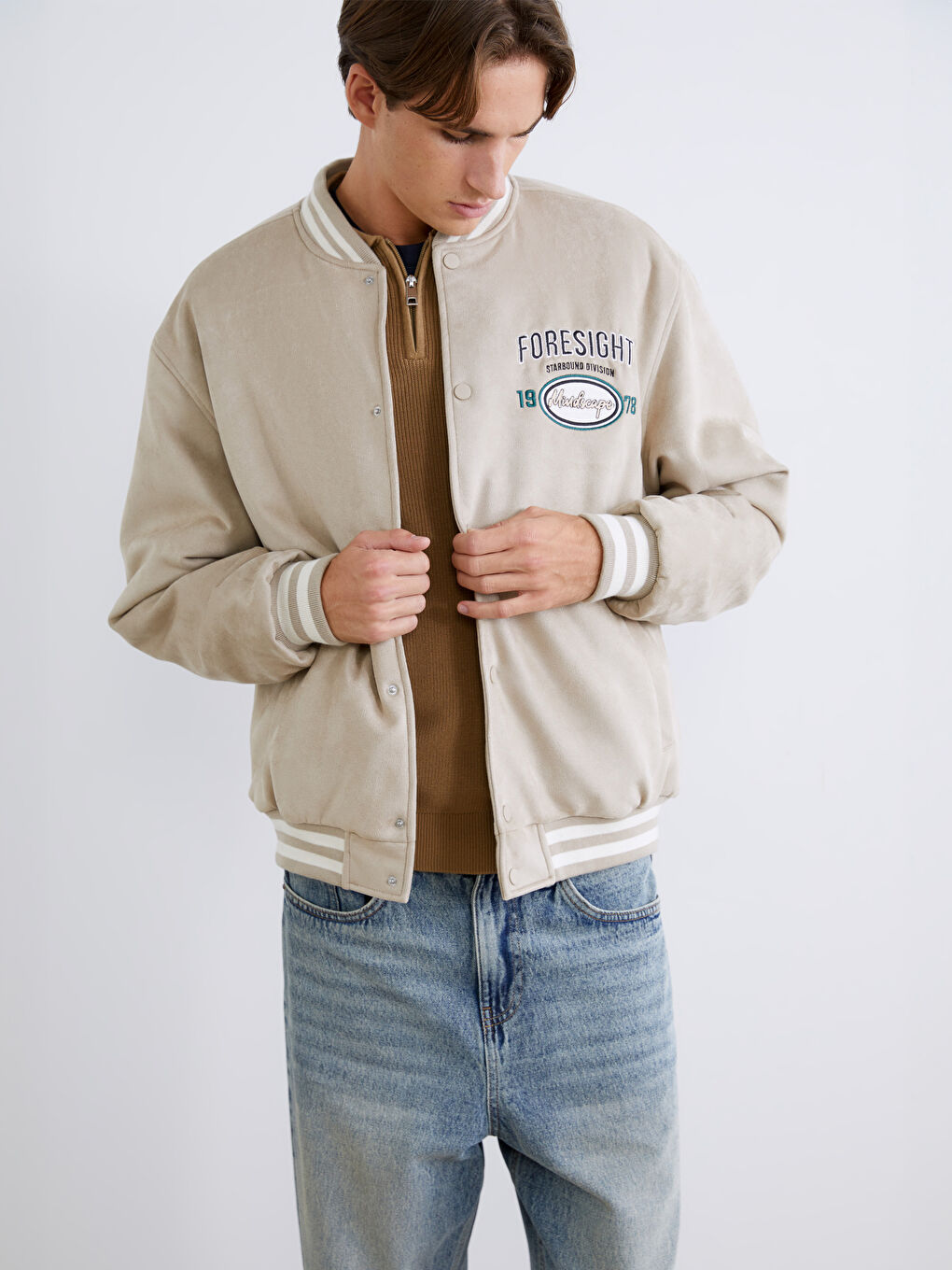 Bej Standart Kalıp Erkek Kolej Ceket