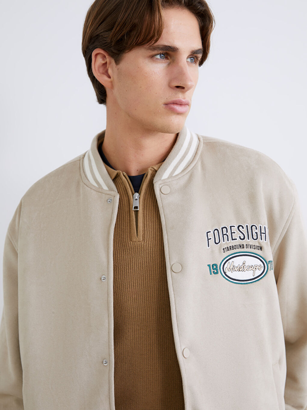 Bej Standart Kalıp Erkek Kolej Ceket-2