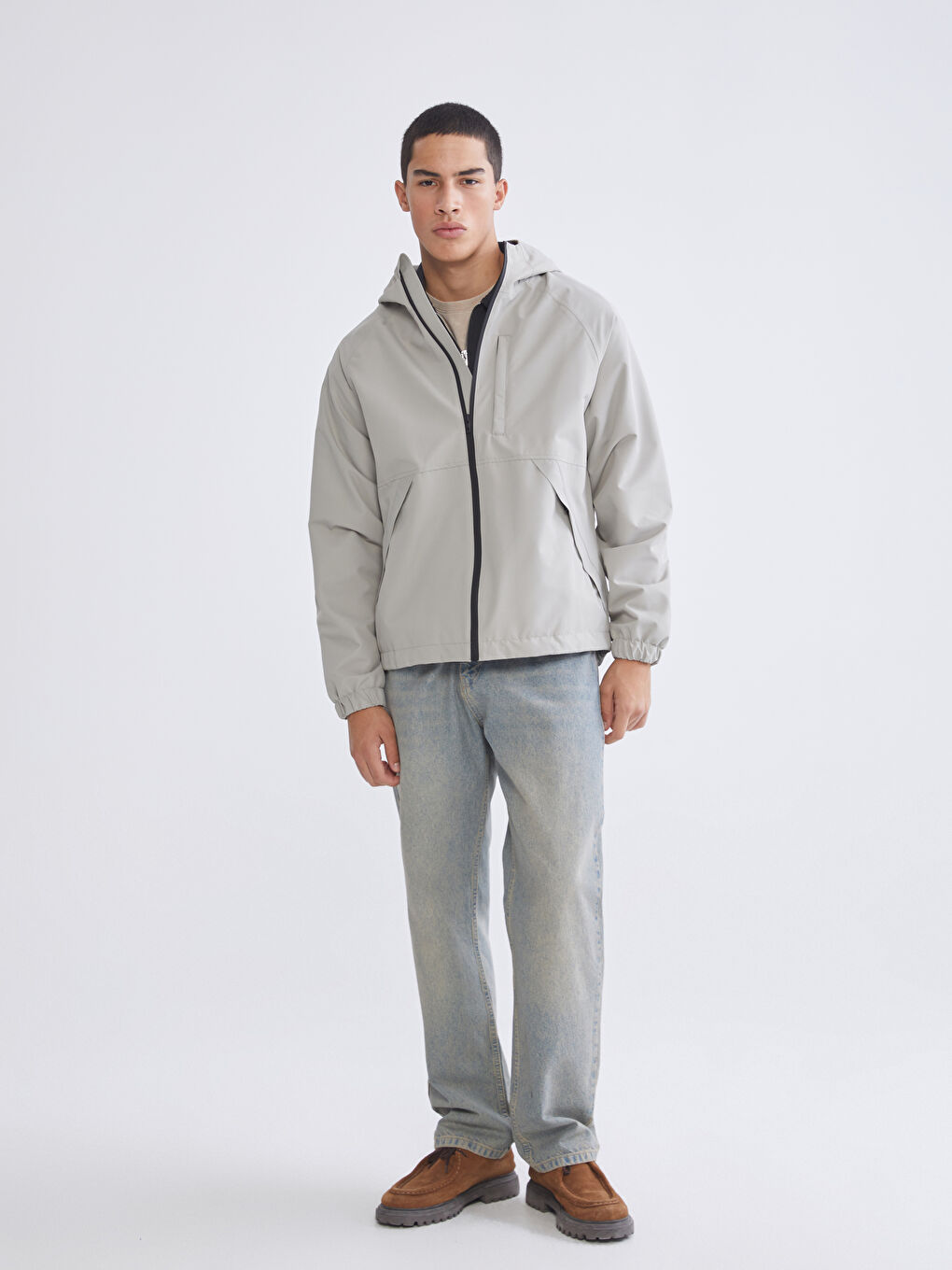 Men's Regular Fit Hooded Raincoat-1