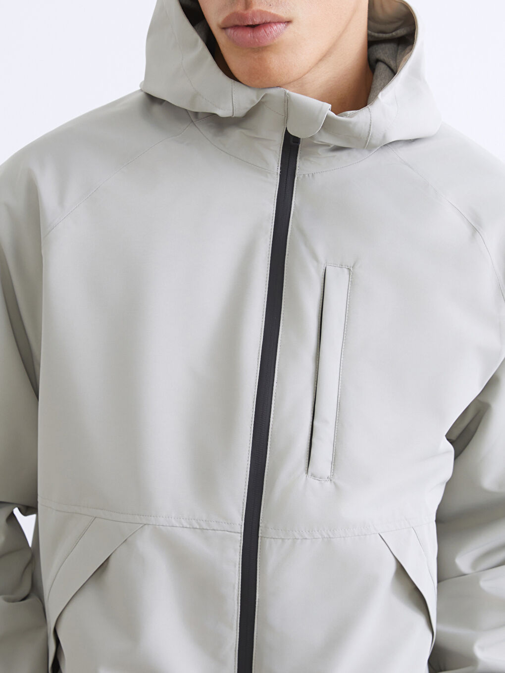 Gri Standart Kalıp Erkek Yağmurluk-2