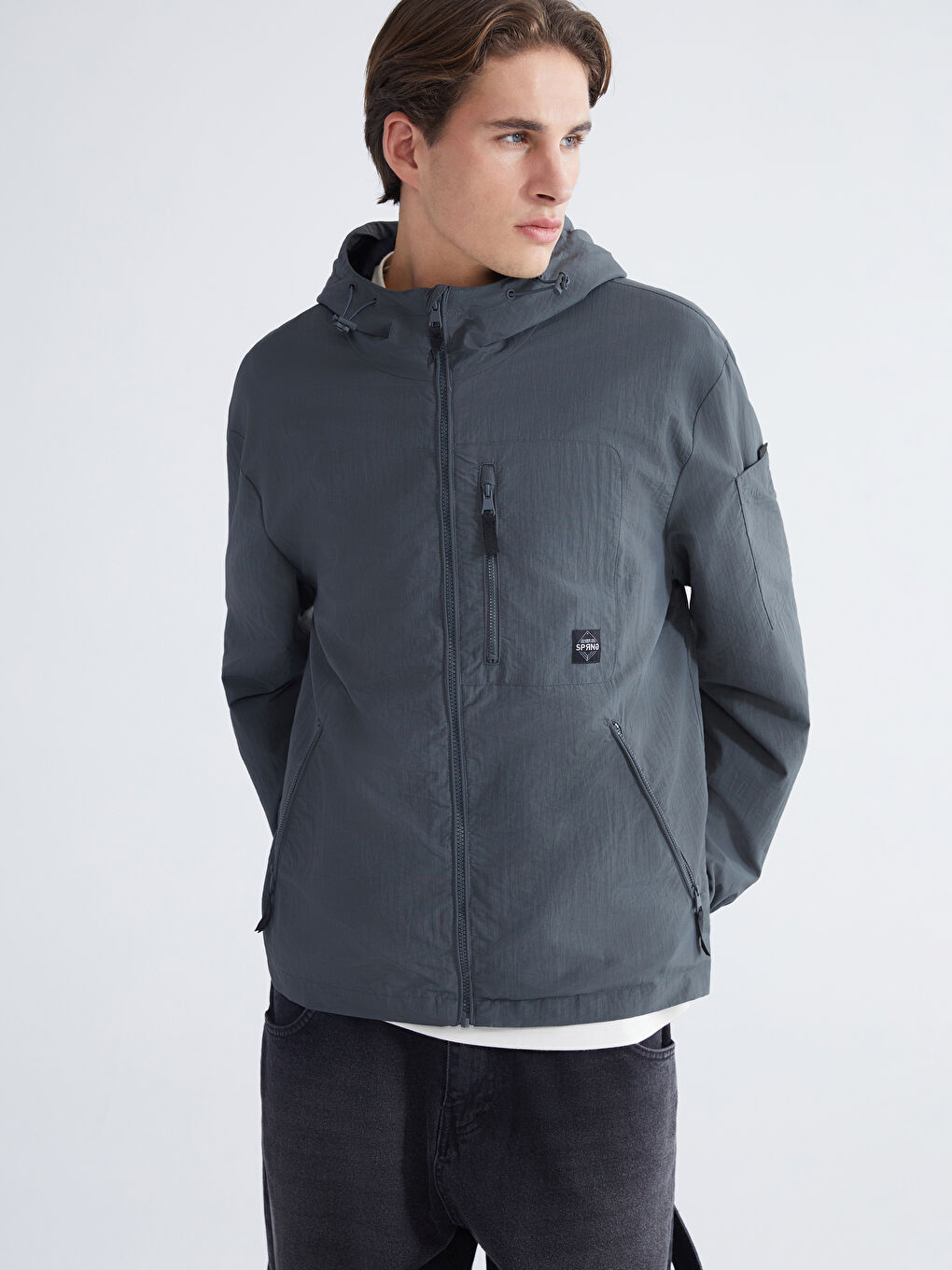 Regular Fit Hooded Men's Raincoat-0