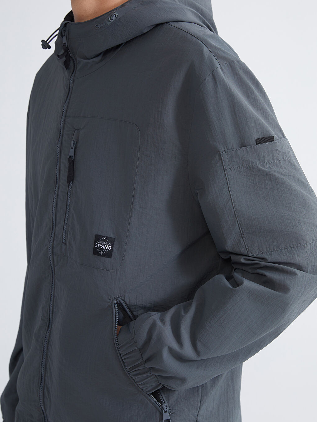 Regular Fit Hooded Men's Raincoat-2