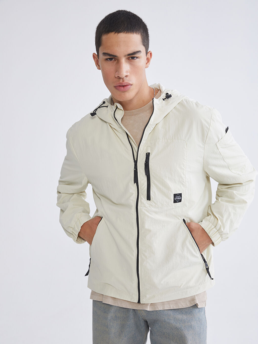 Regular Fit Hooded Men's Raincoat