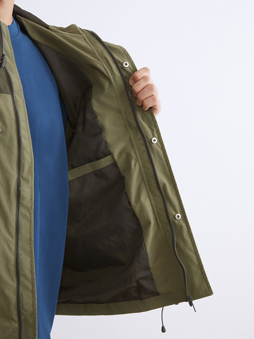 Yeşil Standart Kalıp Kapüşonlu Erkek Yağmurluk-3