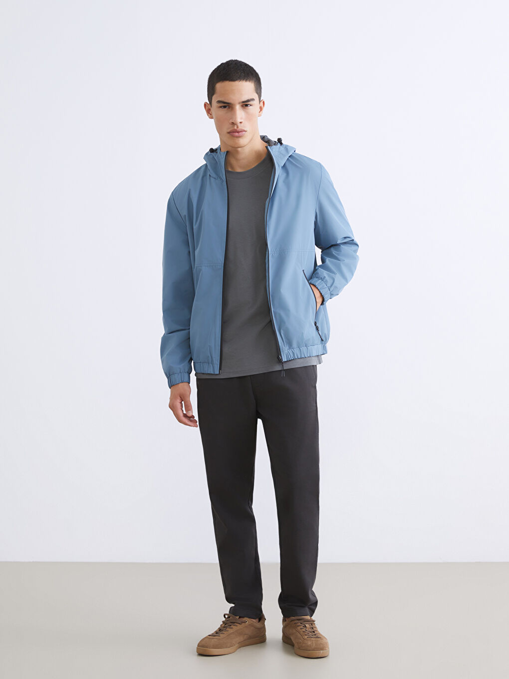 Regular Fit Hooded Men's Raincoat-1