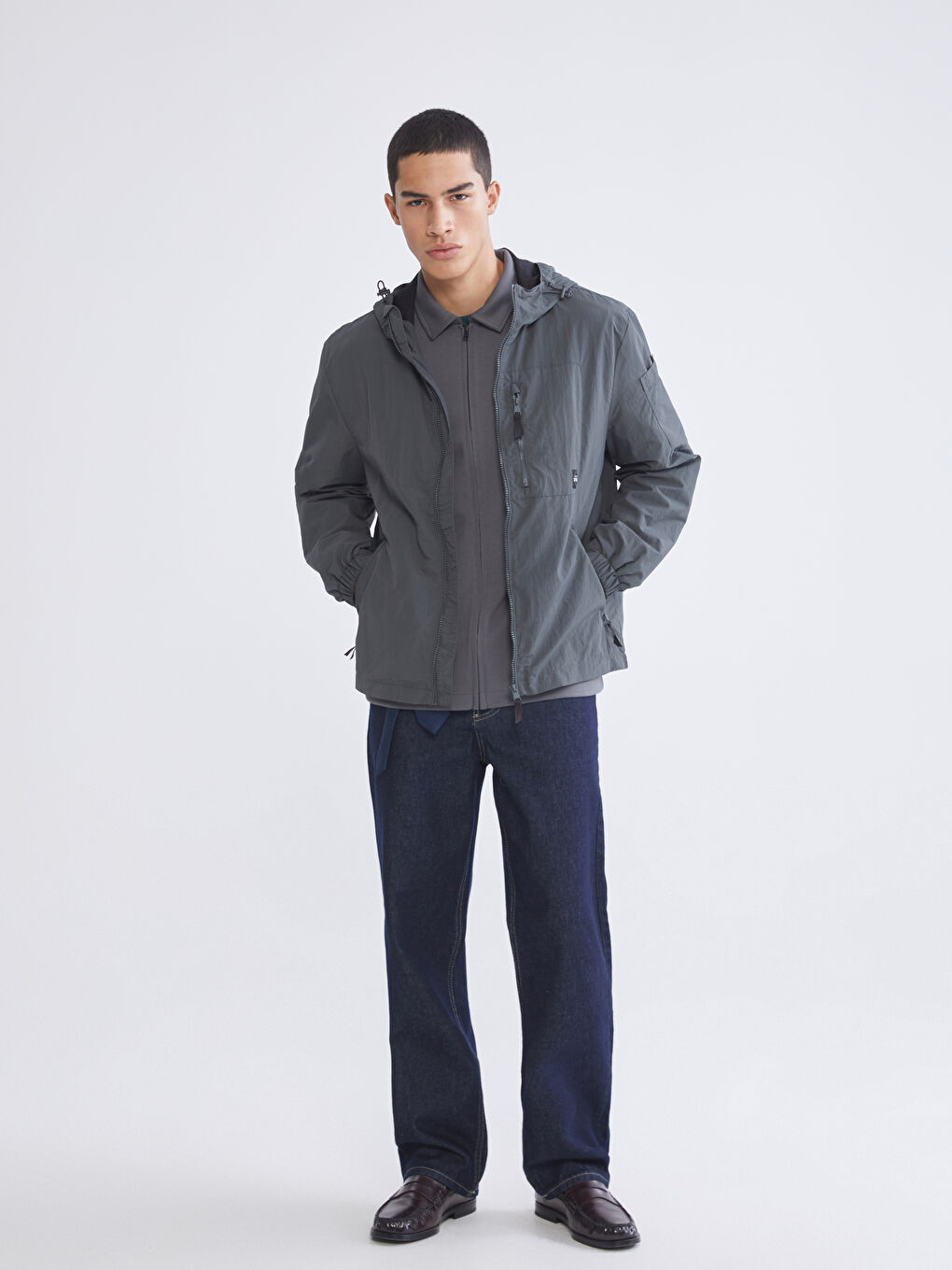 Antrasit Standart Kalıp Erkek Yağmurluk-1