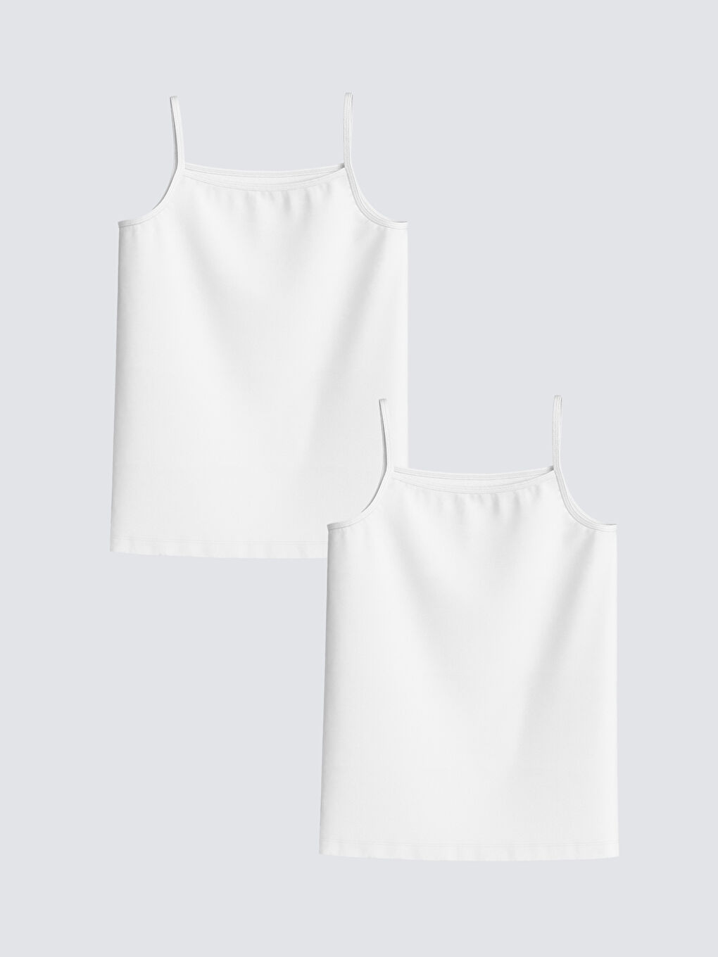 Beyaz Kare Yaka Kız Çocuk Atlet 2'li