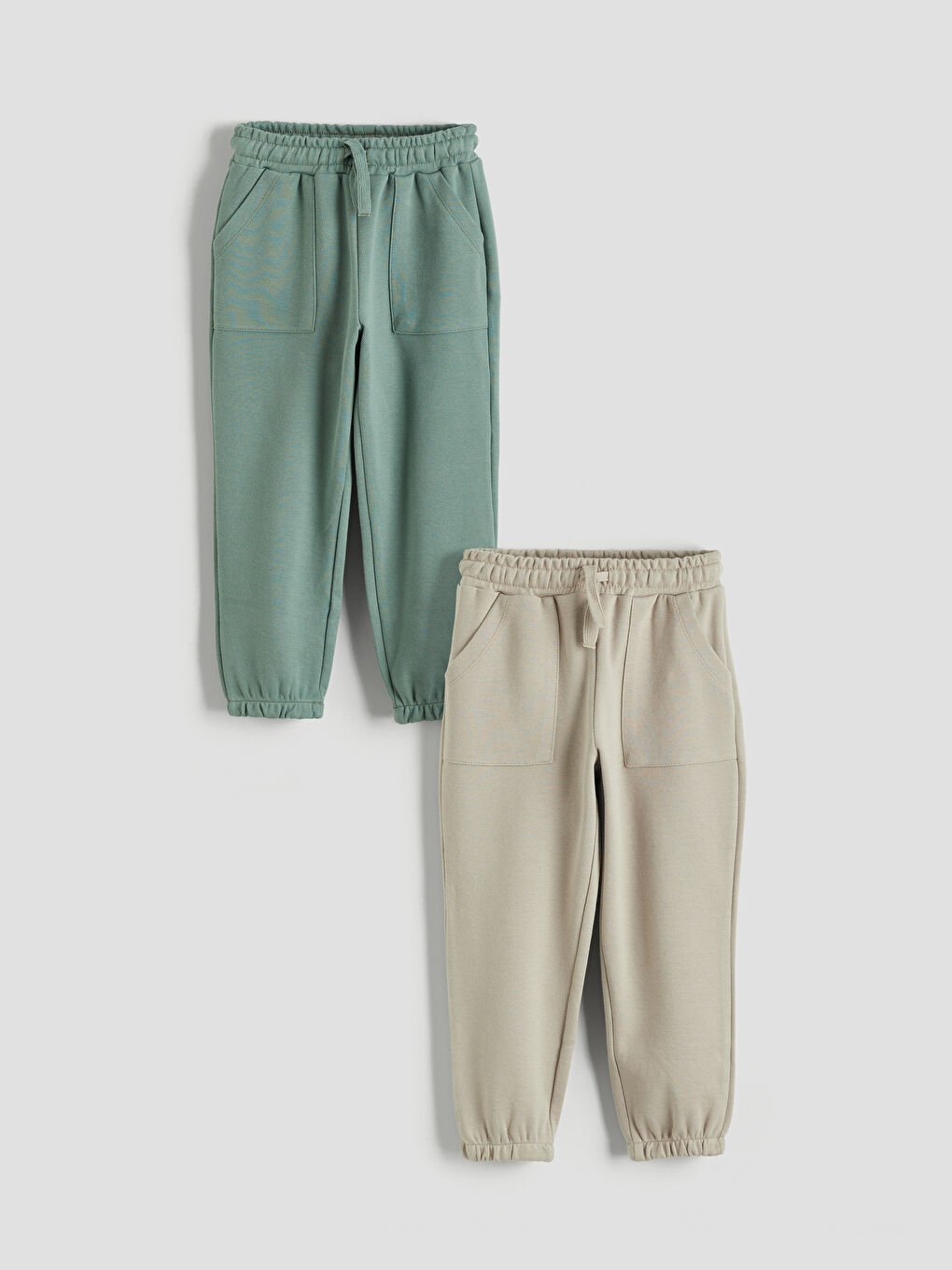 Bej Beli Lastikli Erkek Çocuk Jogger Eşofman Altı 2'li