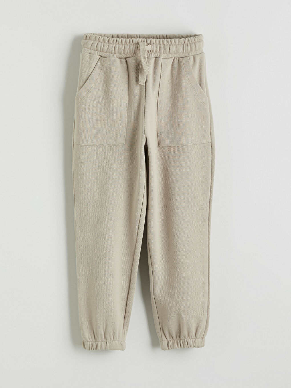 Bej Beli Lastikli Erkek Çocuk Jogger Eşofman Altı 2'li-1