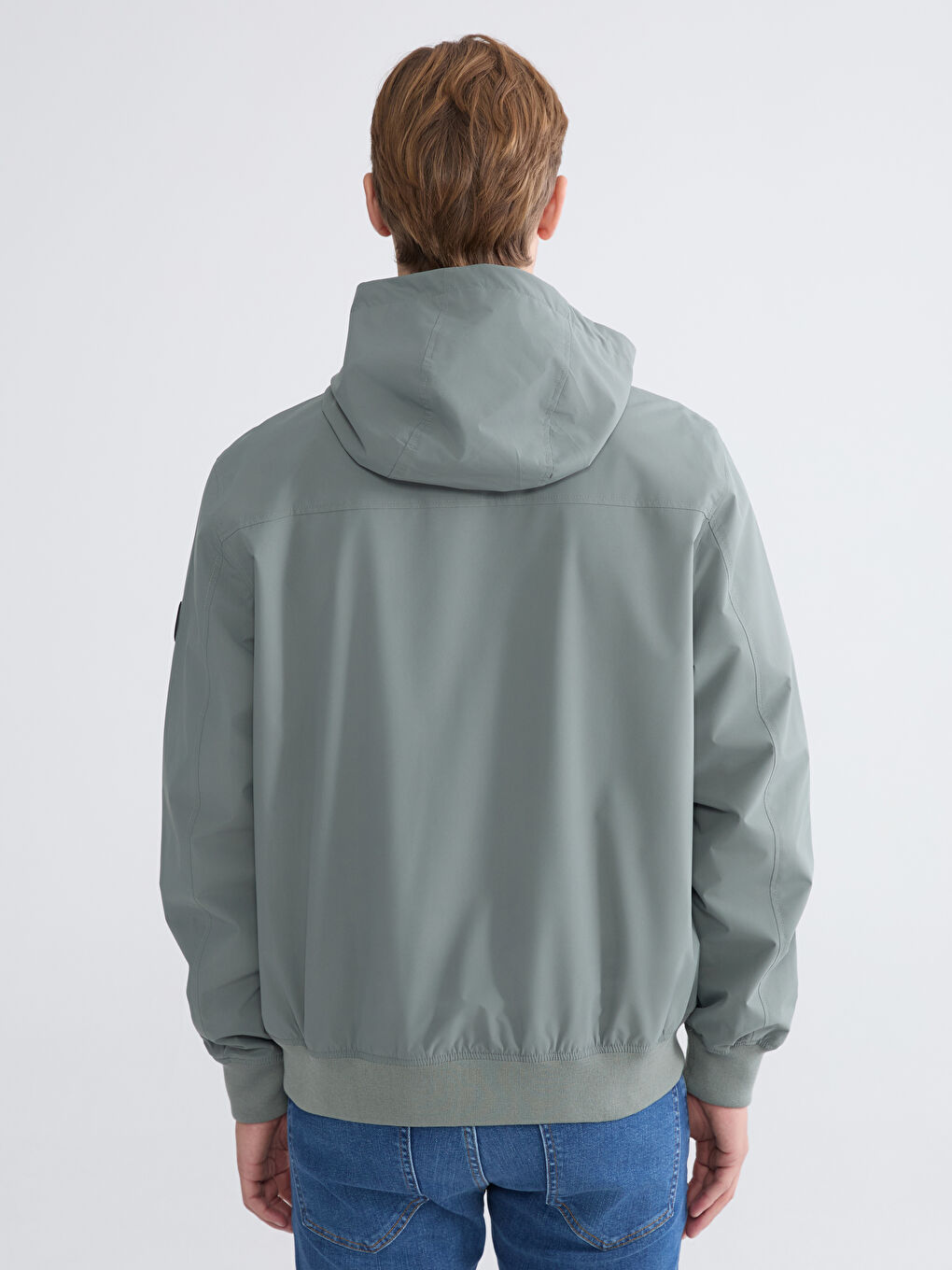 Haki Rahat Kalıp Kapüşonlu Erkek Yağmurluk-4