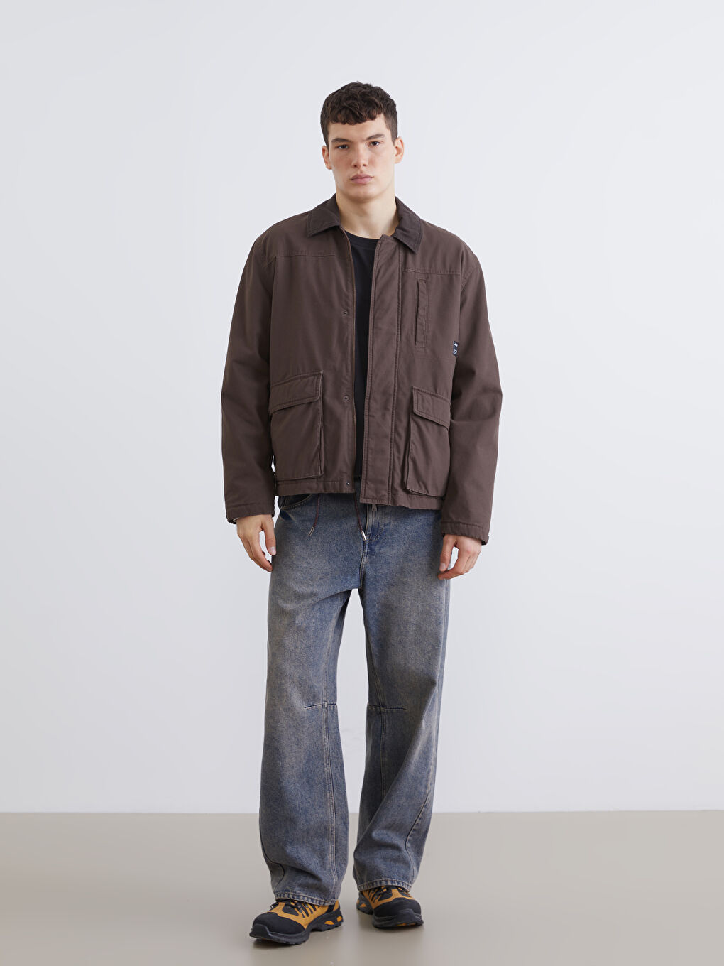 Kahverengi Rahat Kalıp Erkek Mont-1