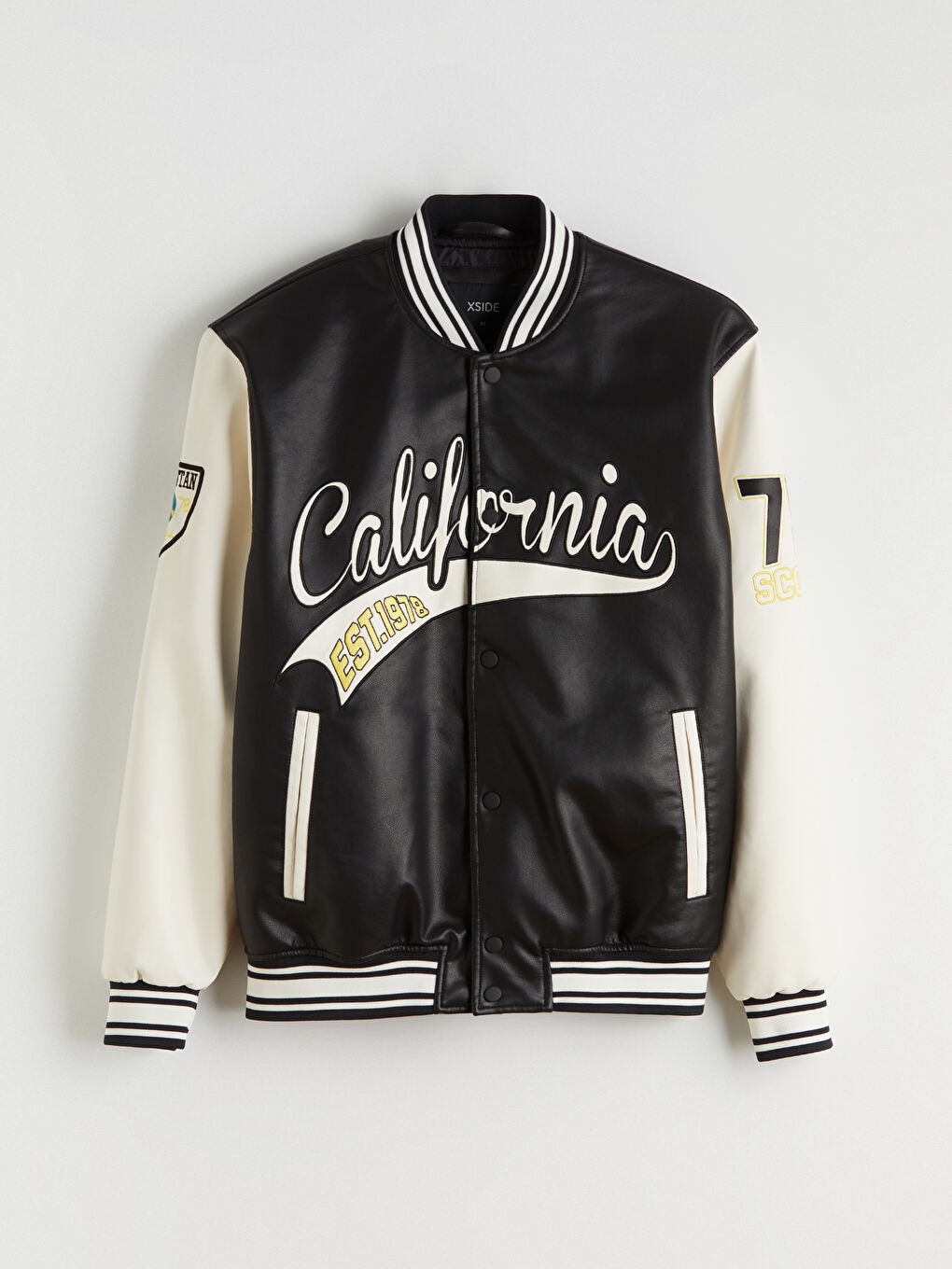 Siyah Standart Kalıp Nakışlı Erkek Kolej Ceket-5