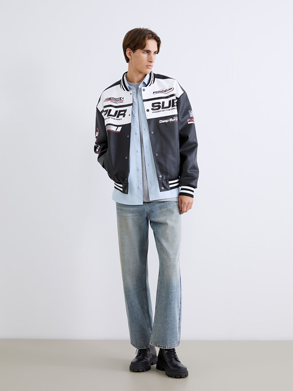 Muškarac CRNA Kaput od umjetne kože-3