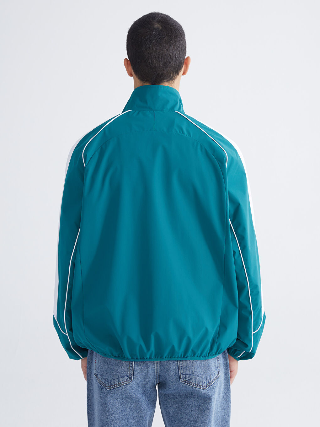 Yeşil Rahat Kalıp Dik Yaka Erkek Mont-4