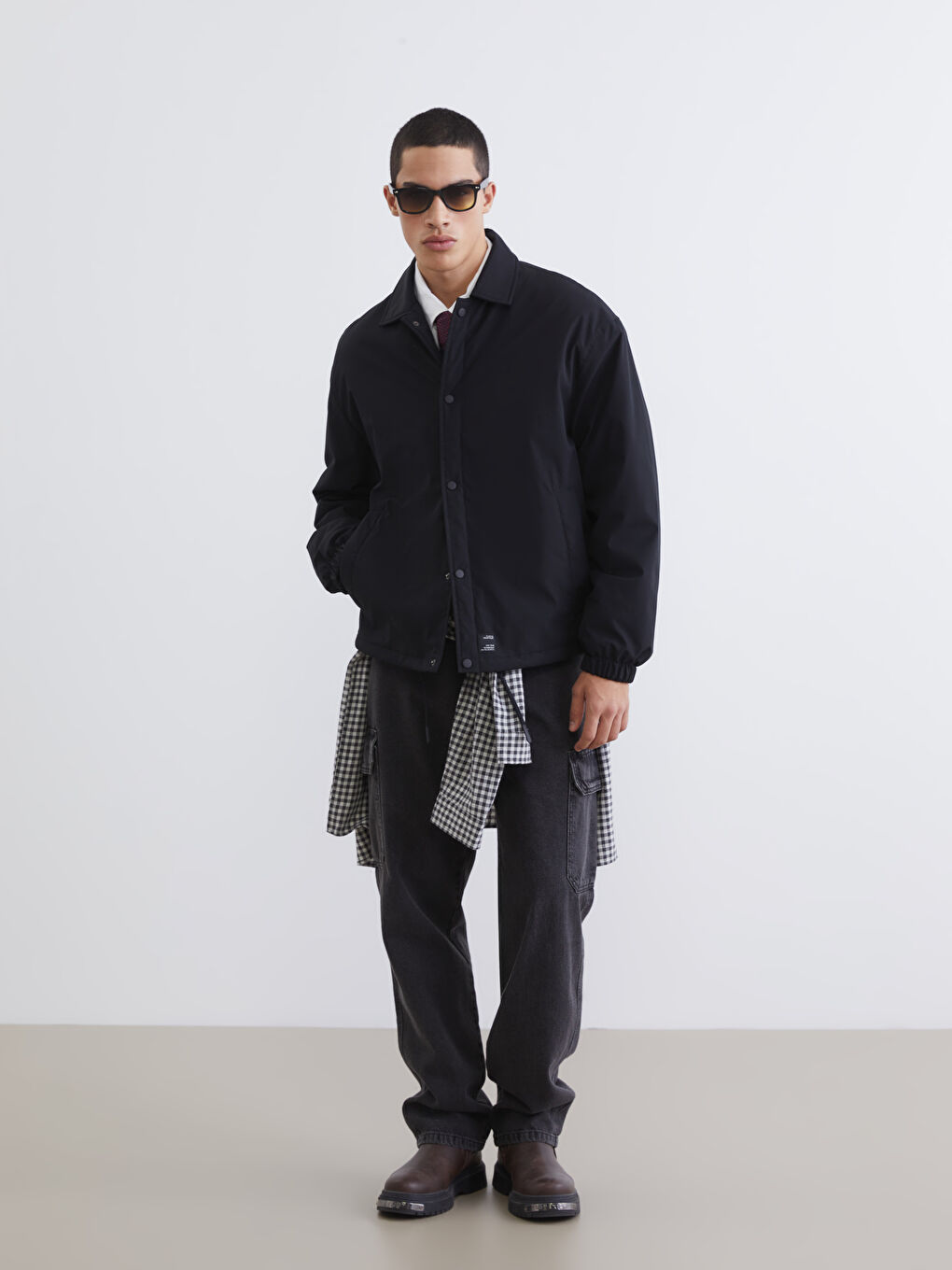 Мужчины Черный Пальто-1