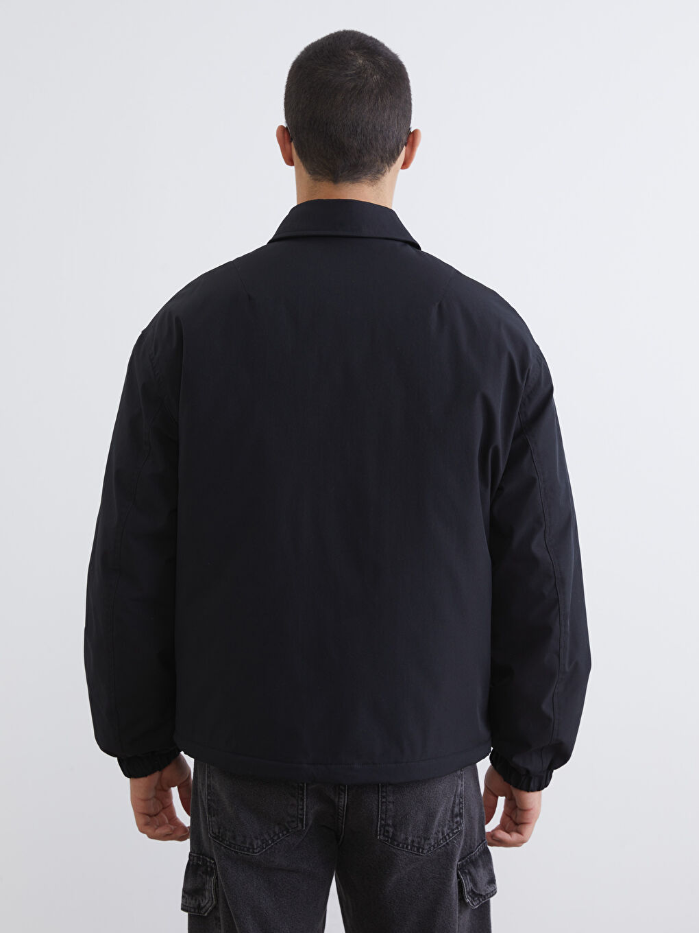 Мужчины Черный Пальто-4