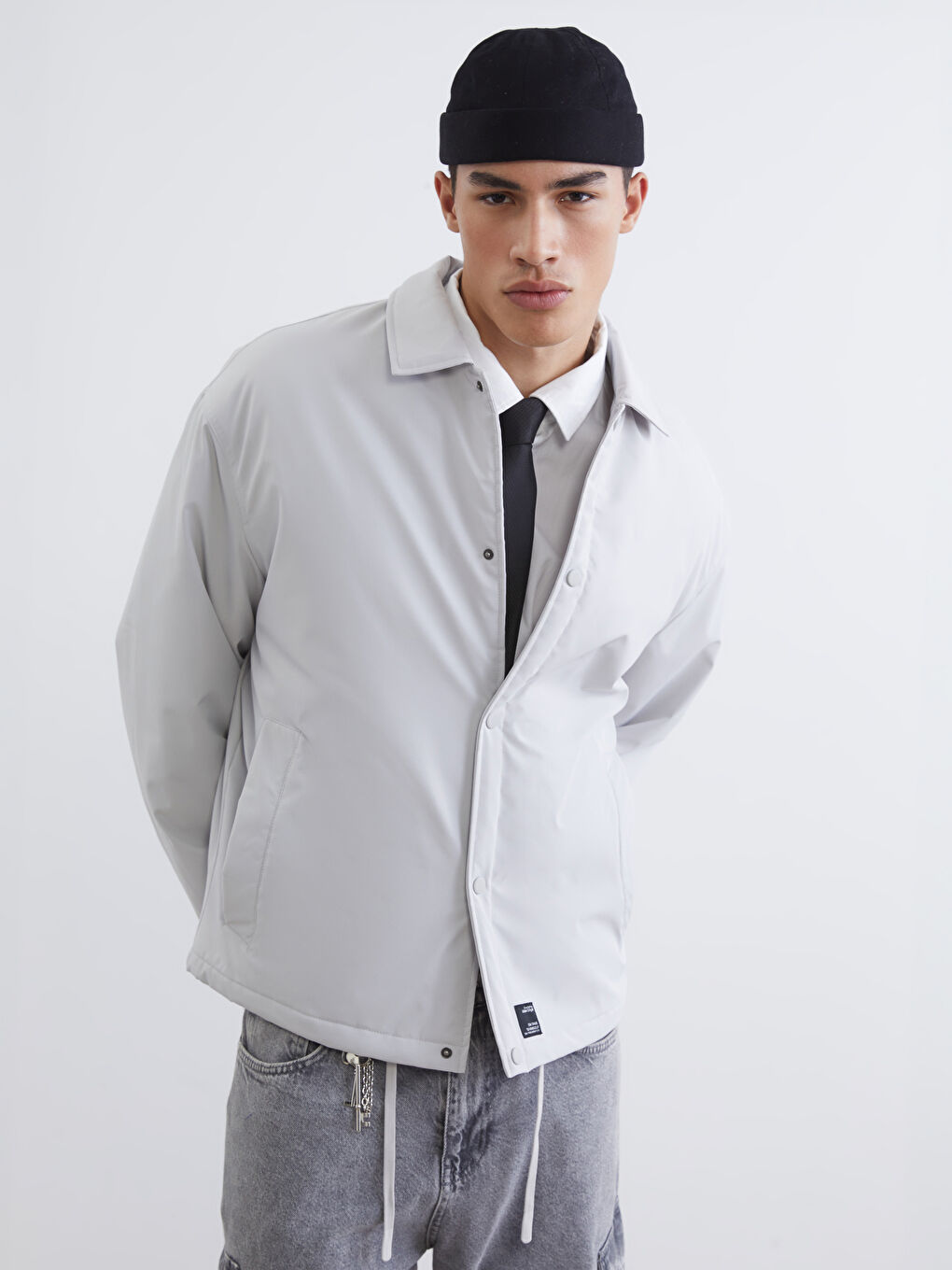 Relaxed Fit Shirt Collar Men's Coat