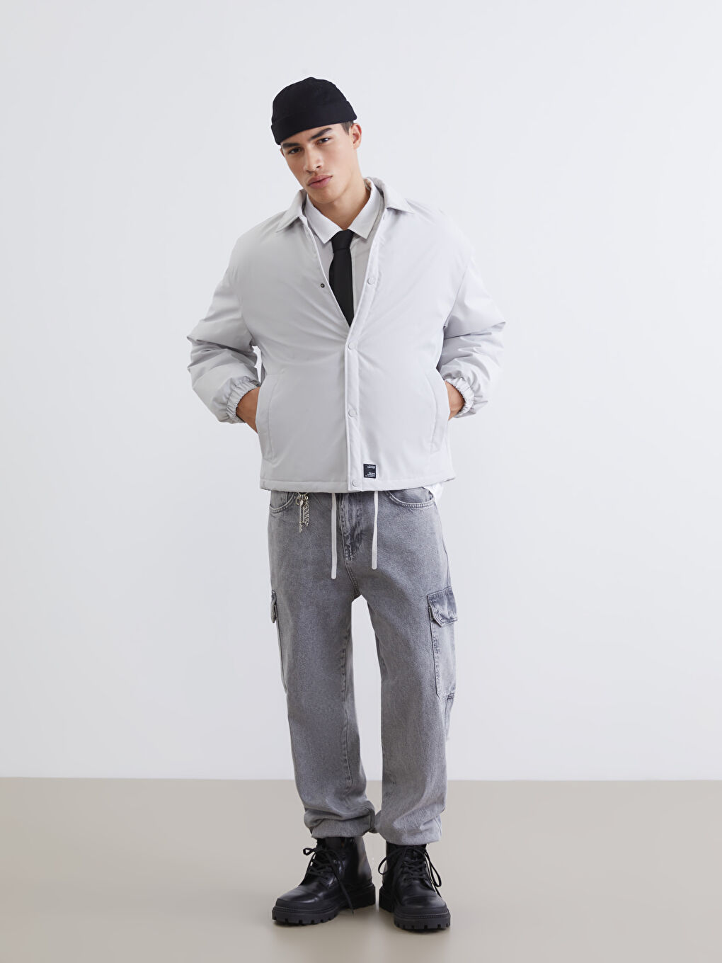 Relaxed Fit Shirt Collar Men's Coat-1