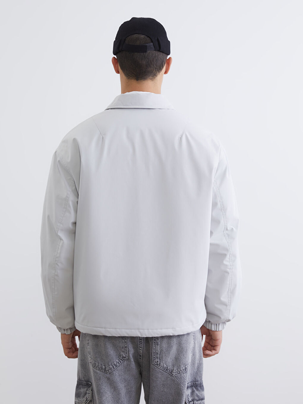 Relaxed Fit Shirt Collar Men's Coat-5