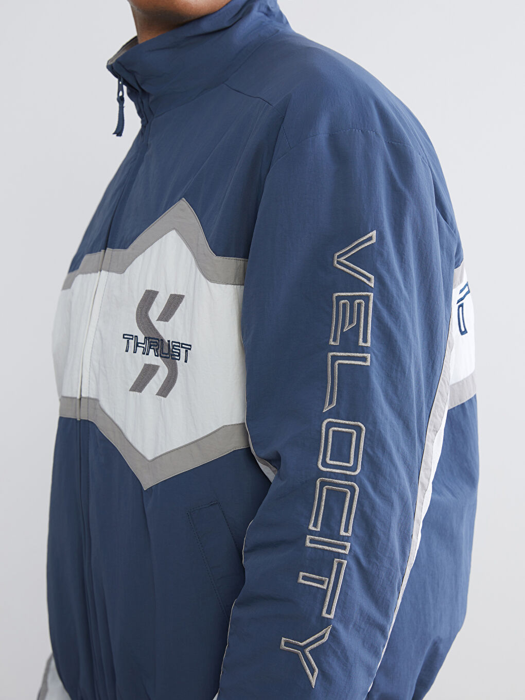 İndigo Rahat Kalıp Dik Yaka Erkek Mont-2