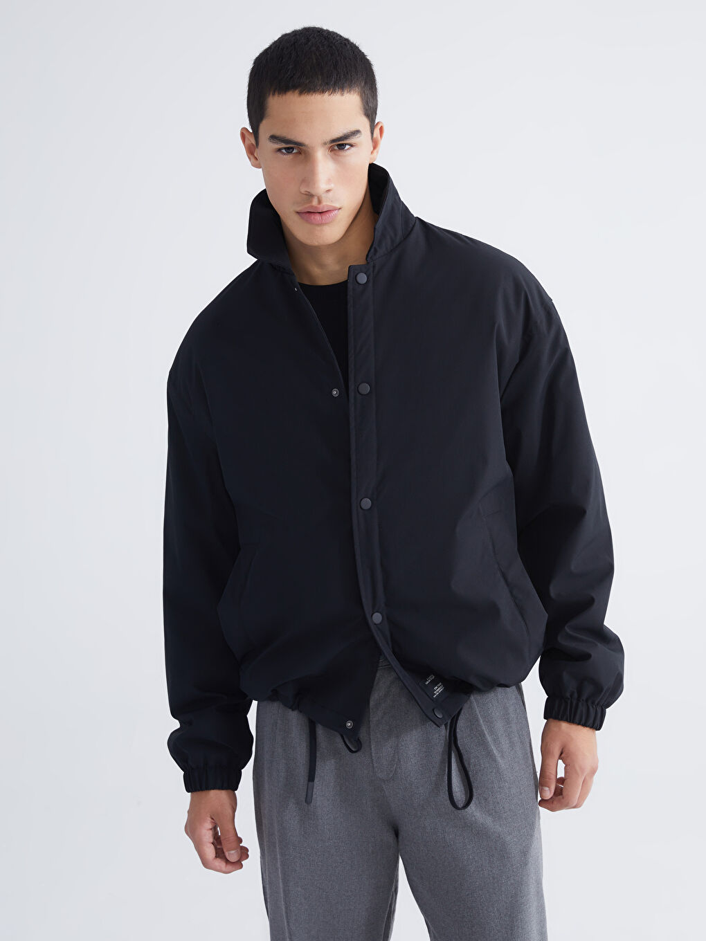 Siyah Rahat Kalıp Erkek Gömlek Ceket