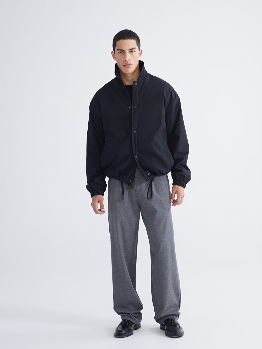 Siyah Rahat Kalıp Erkek Gömlek Ceket-1