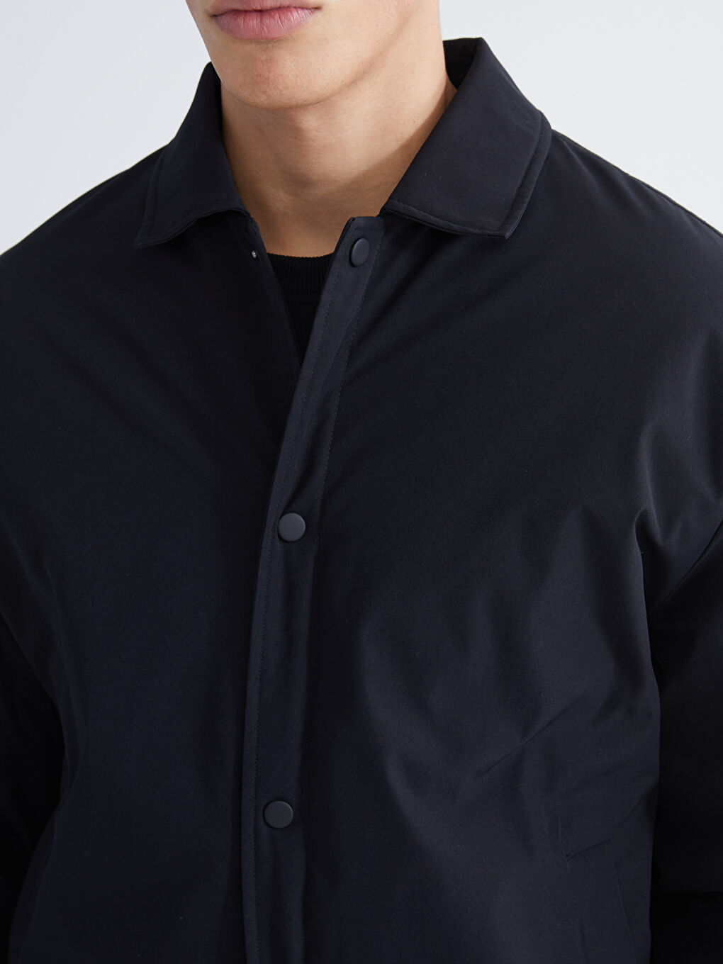 Siyah Rahat Kalıp Erkek Gömlek Ceket-2