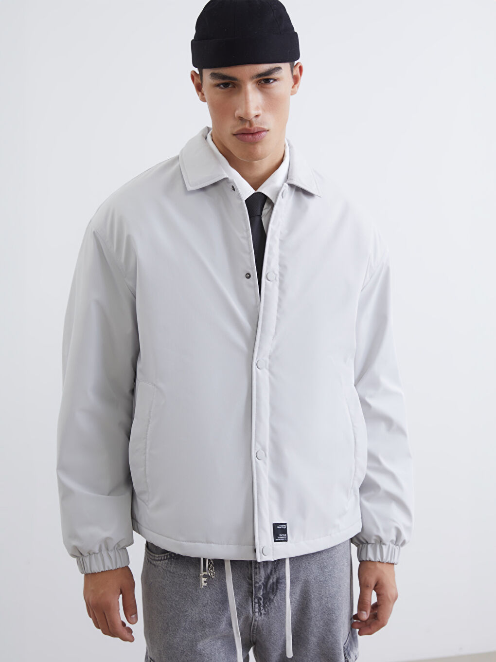 Gri Rahat Kalıp Erkek Gömlek Ceket