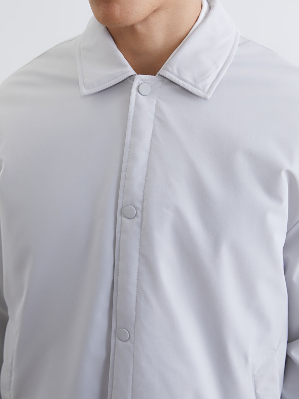 Gri Rahat Kalıp Erkek Gömlek Ceket-2