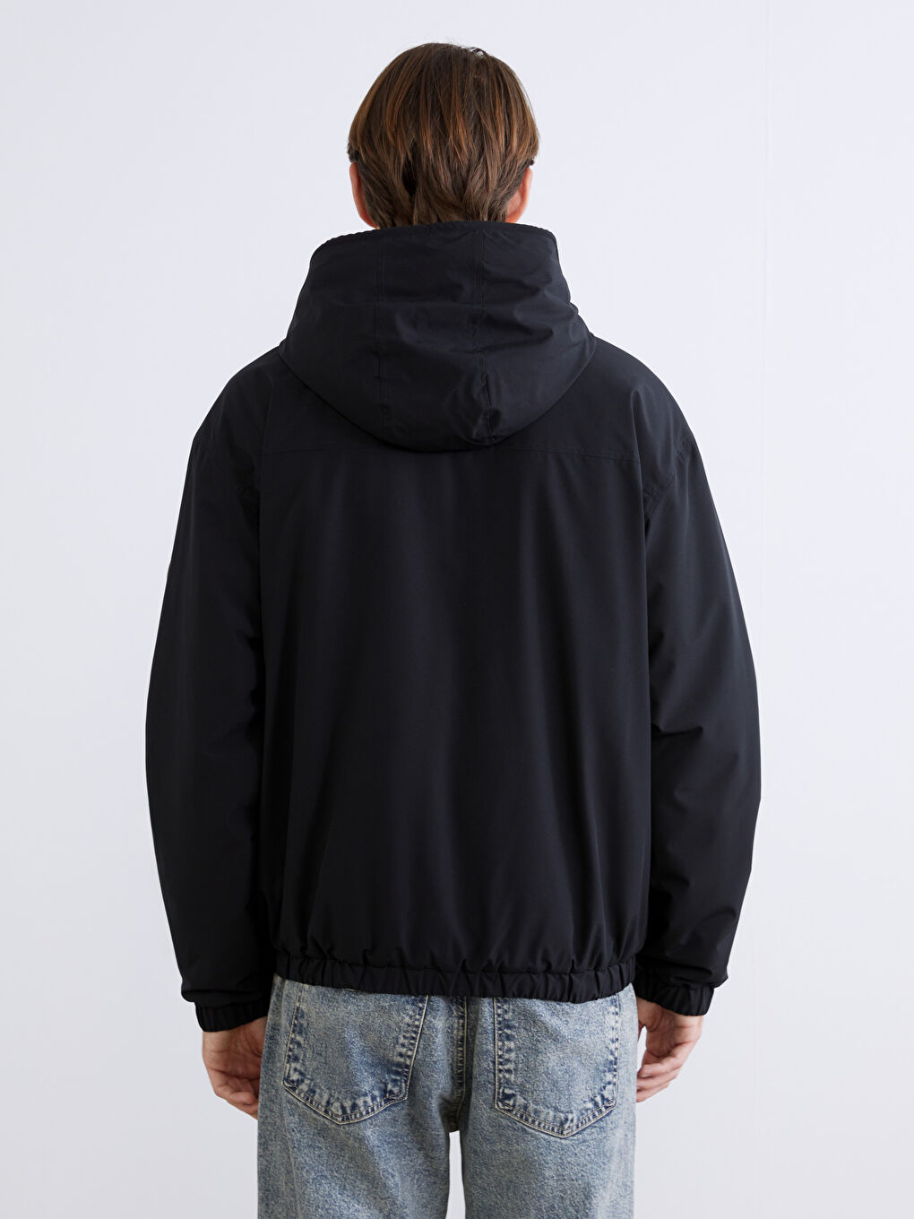 Свободный пуховик с капюшоном для мужское-4