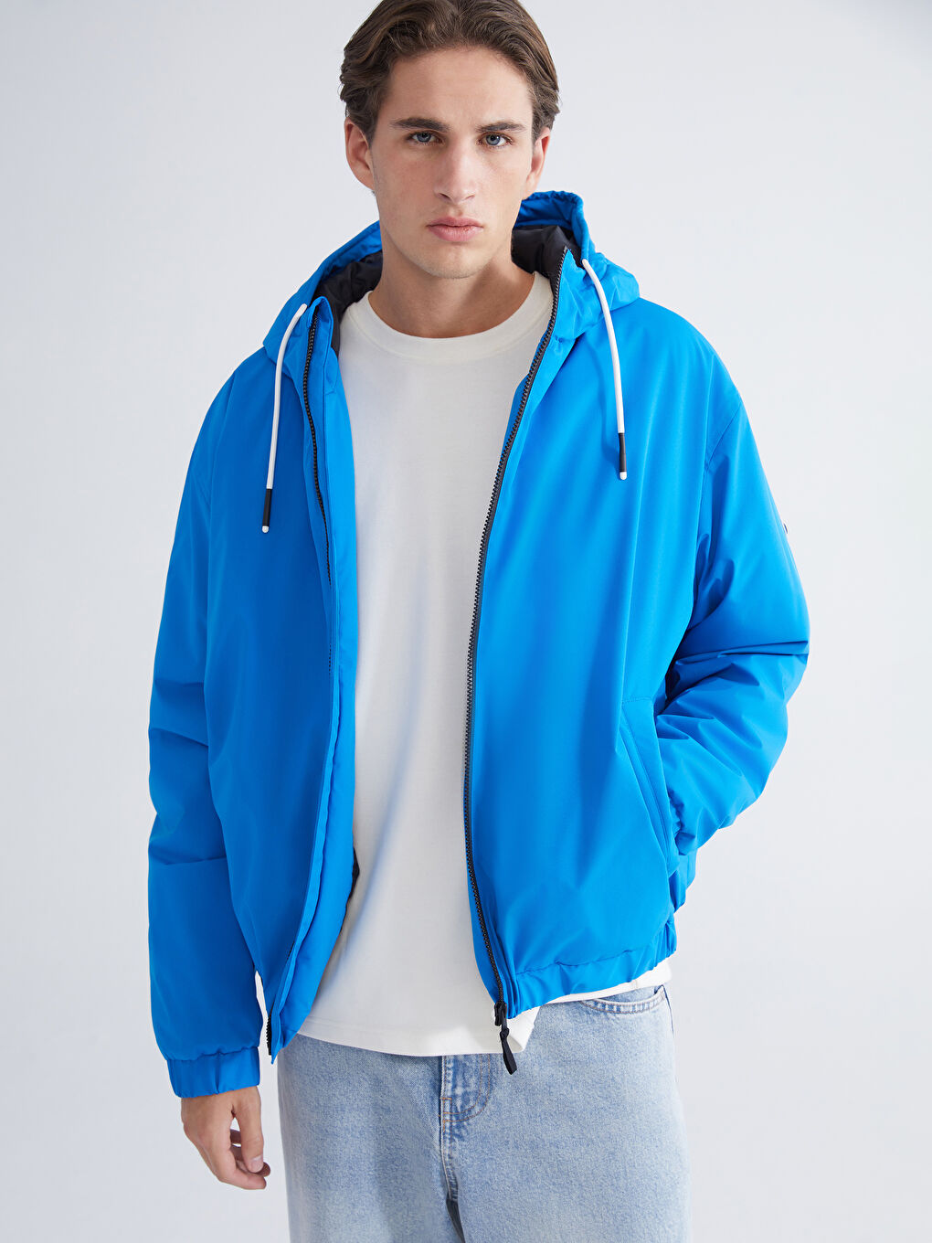 Relaxed Fit Hooded Men's Coat