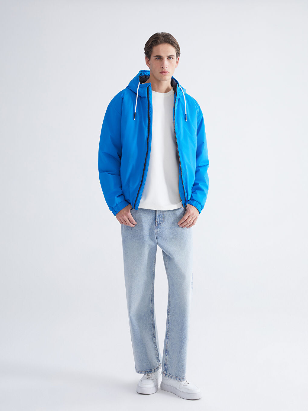 Relaxed Fit Hooded Men's Coat-1