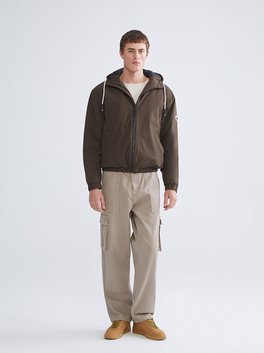 Пальто для чоловіків з капюшоном вільного крою-1