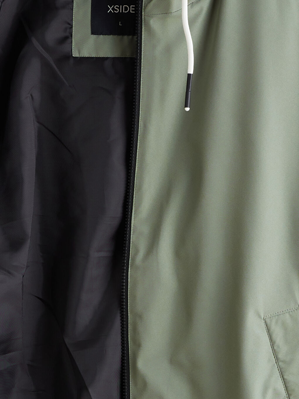 Haki Standart Kalıp Kapüşonlu Erkek Mont-6