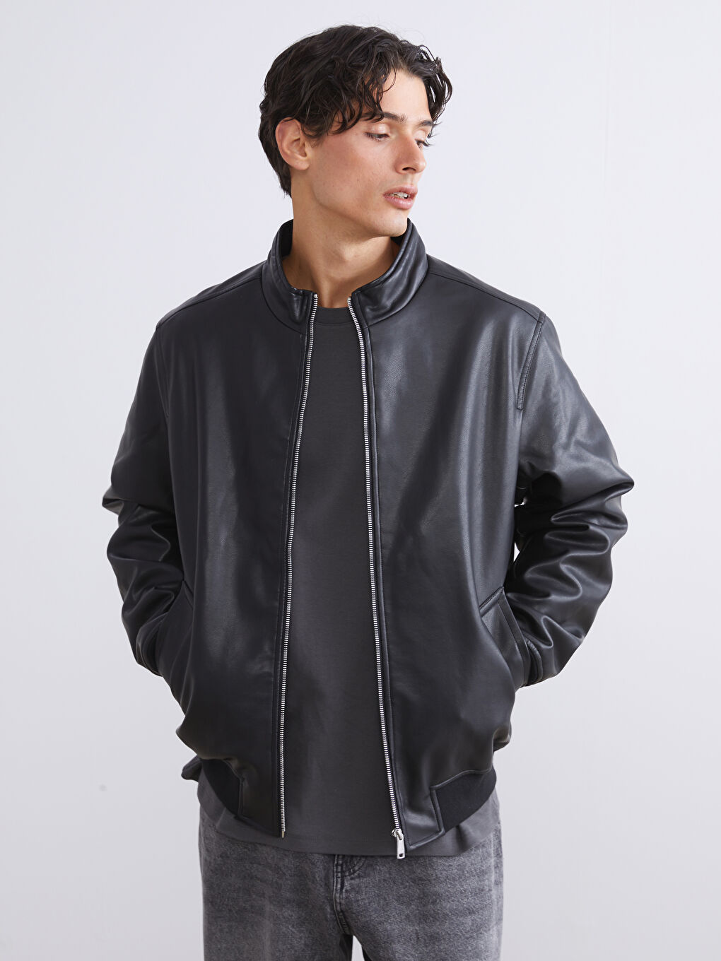 Мужчины Черный Пальто из искусственной кожи